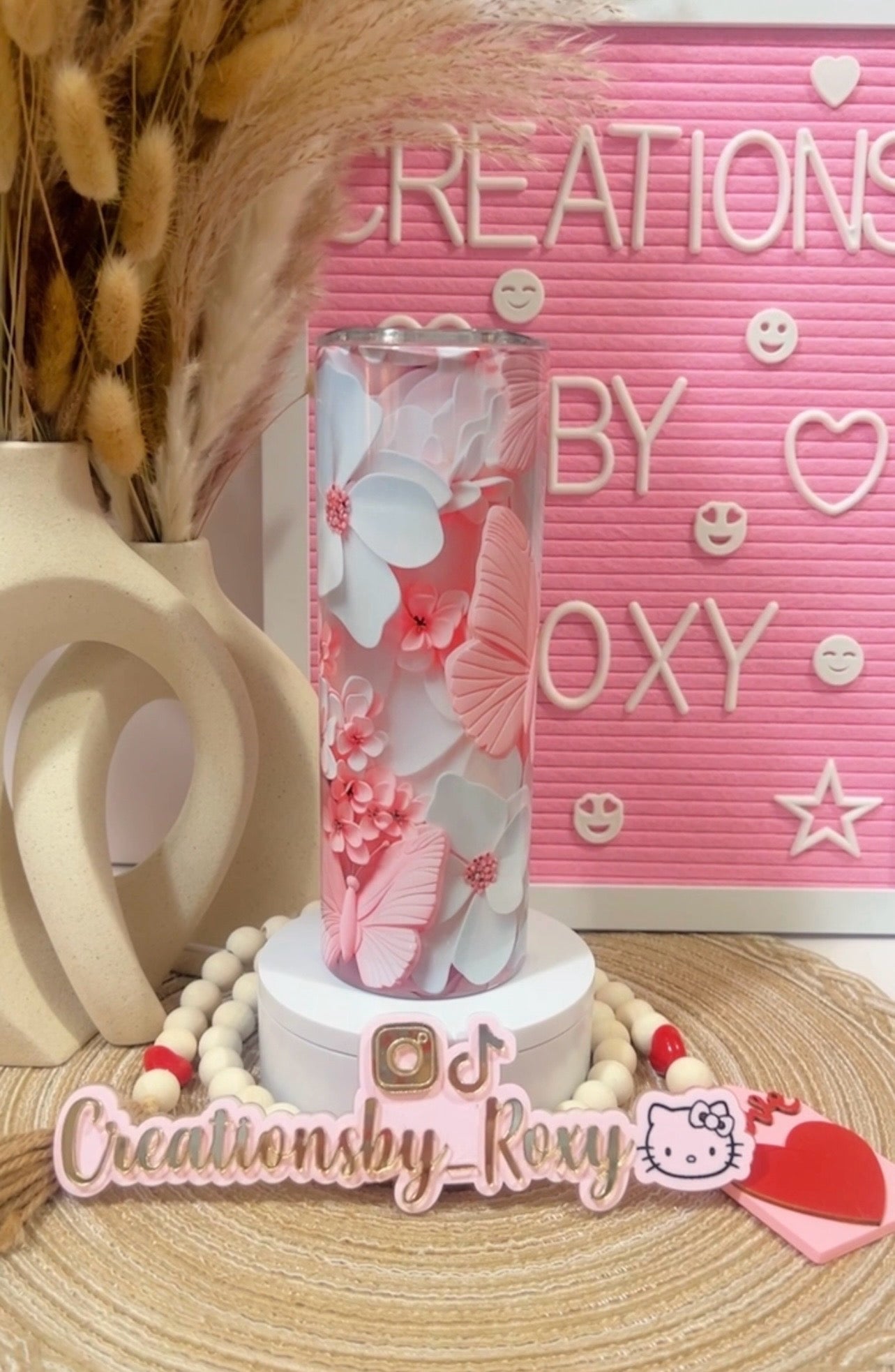 20OZ 3d FLOWER-BUTTERFLY TUMBLER